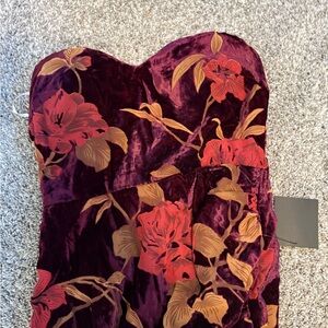 Floral Velvet Strapless Dress